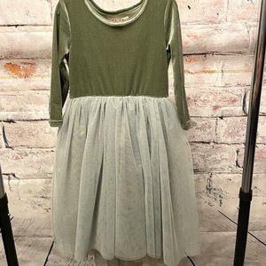 Taylor Joelle Sage Velvet Tulle High Low Dress